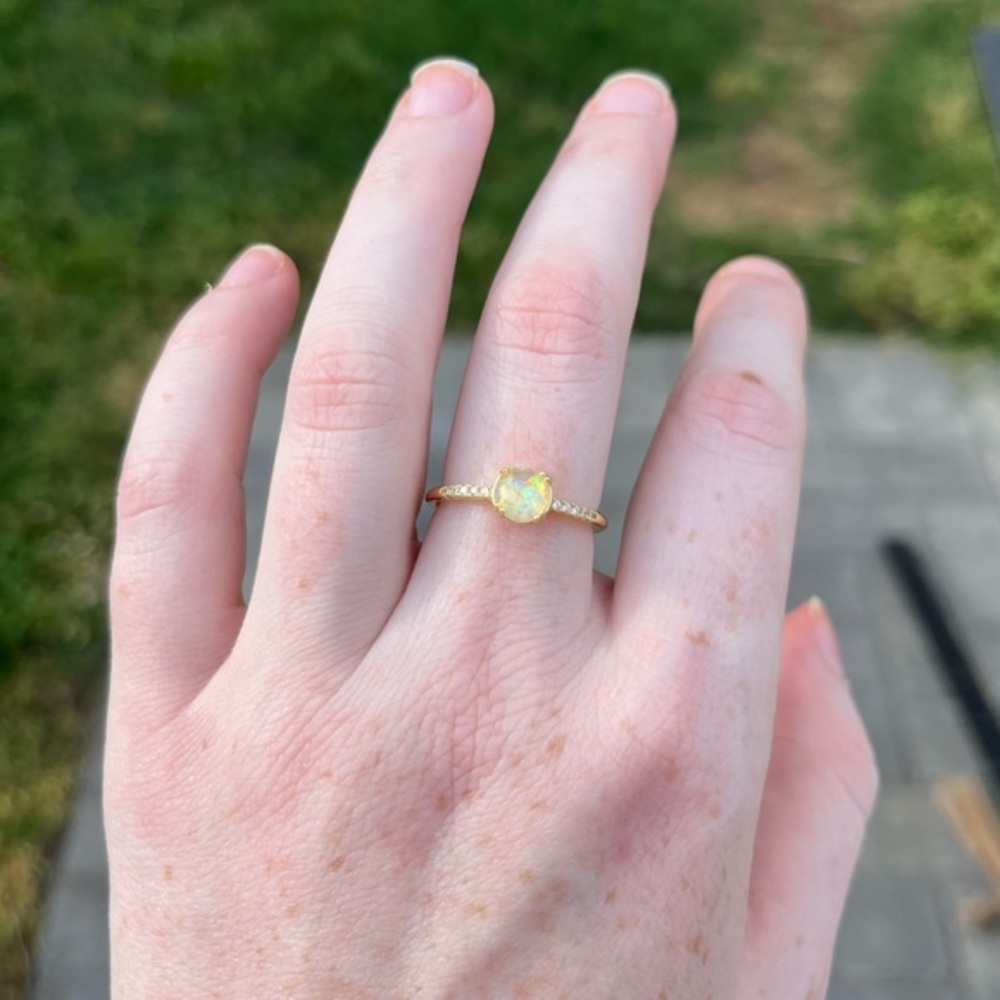 Dainty Bohemian Opal Halo Ring - Picture 8 of 8